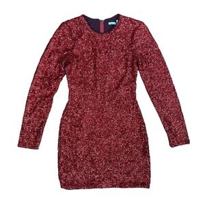Kimchi Blue URban Outfitter NWT Red Sequin Long Sleeve Mini‎ Dress SMALL
